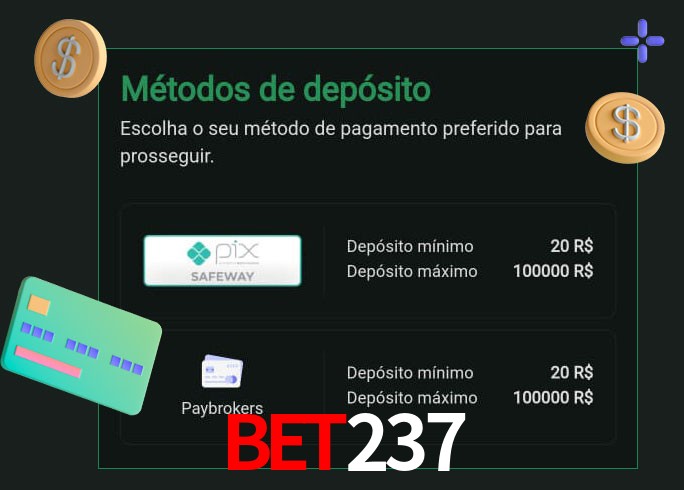 O cassino bet237 oferece uma grande variedade de métodos de pagamento
